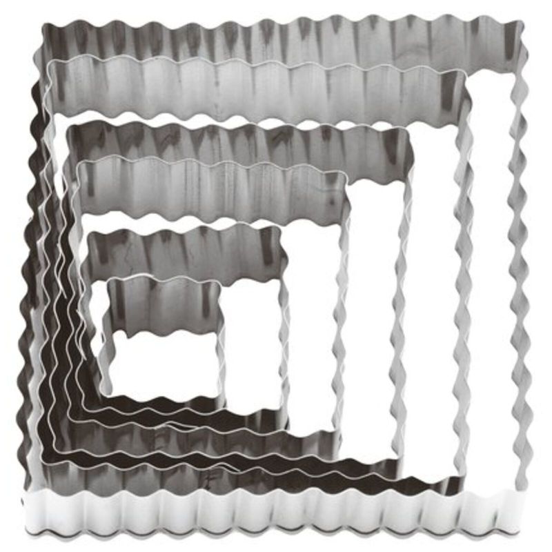 teig ausstechform 6x quadrate gewellter rand rostfreier edelstahl