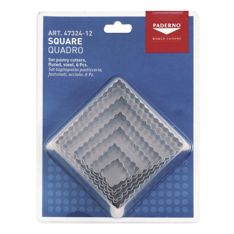 teig ausstechform 6x quadrate gewellter rand rostfreier edelstahl