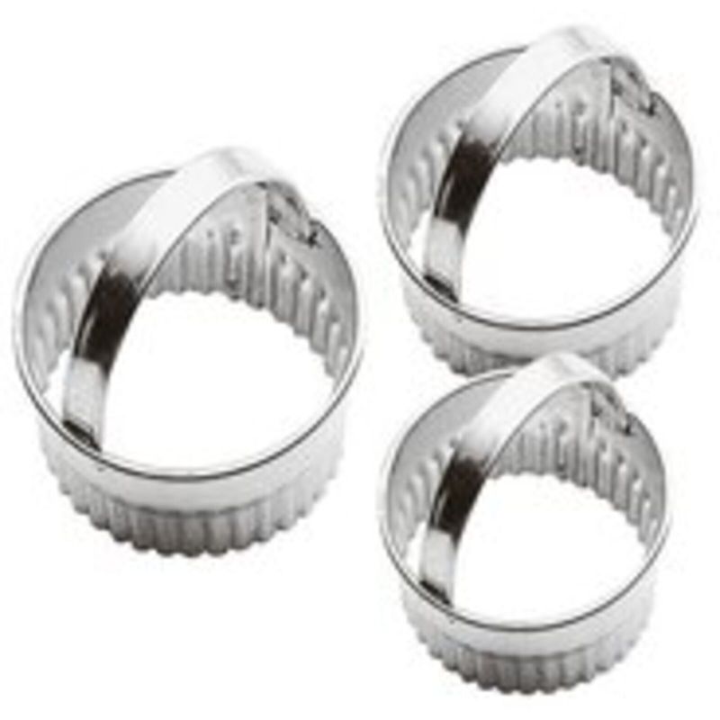 teig ausstechformen m. griff 3x kreise gewellter rand 6,7,8 cm edelstahl