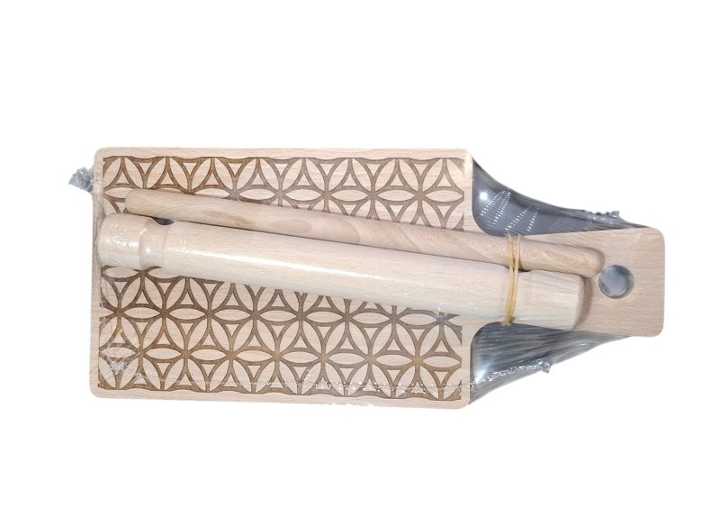 garganellibrett mit 2 teig /nudelrollen sterne 20 x 10 cm