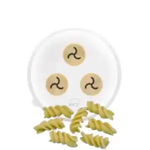 set starterkit (pom profimessinginlay für philips pastamaker avance / 7000er): matrizen fusilli a3 + radiatore + rigatone + teigkarte + holzaufbewahrungsbox
