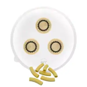 set starterkit (pom profimessinginlay für philips pastamaker avance / 7000er): matrizen fusilli a3 + radiatore + rigatone + teigkarte + holzaufbewahrungsbox