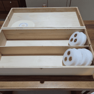 set starterkit (pom profimessinginlay für philips pastamaker avance / 7000er): matrizen fusilli a3 + radiatore + rigatone + teigkarte + holzaufbewahrungsbox