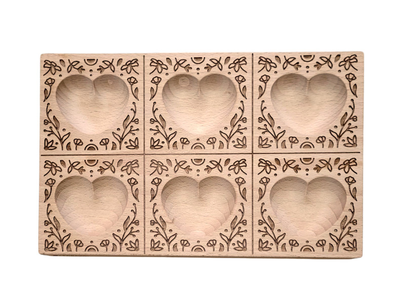 raviolibrettchen für 6 ravioli – herz mulde – florales relief