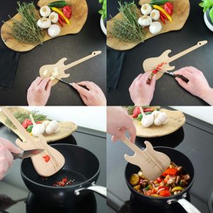 gitarren spatel & mini schneidebrett – 2 in 1 küchenhelfer aus holz