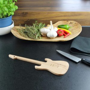 gitarren spatel & mini schneidebrett – 2 in 1 küchenhelfer aus holz