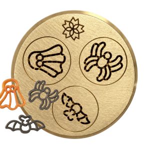 messing matrize halloween pasta fledermaus, gespenst und spinne – kompatibel mit tr70 sela la pastaia korngold avancini omegaone