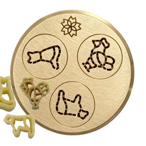 messing matrize motiv pasta bauernhof – katze, kuh und huhn – kompatibel mit tr70 sela la pastaia korngold avancini omegaone